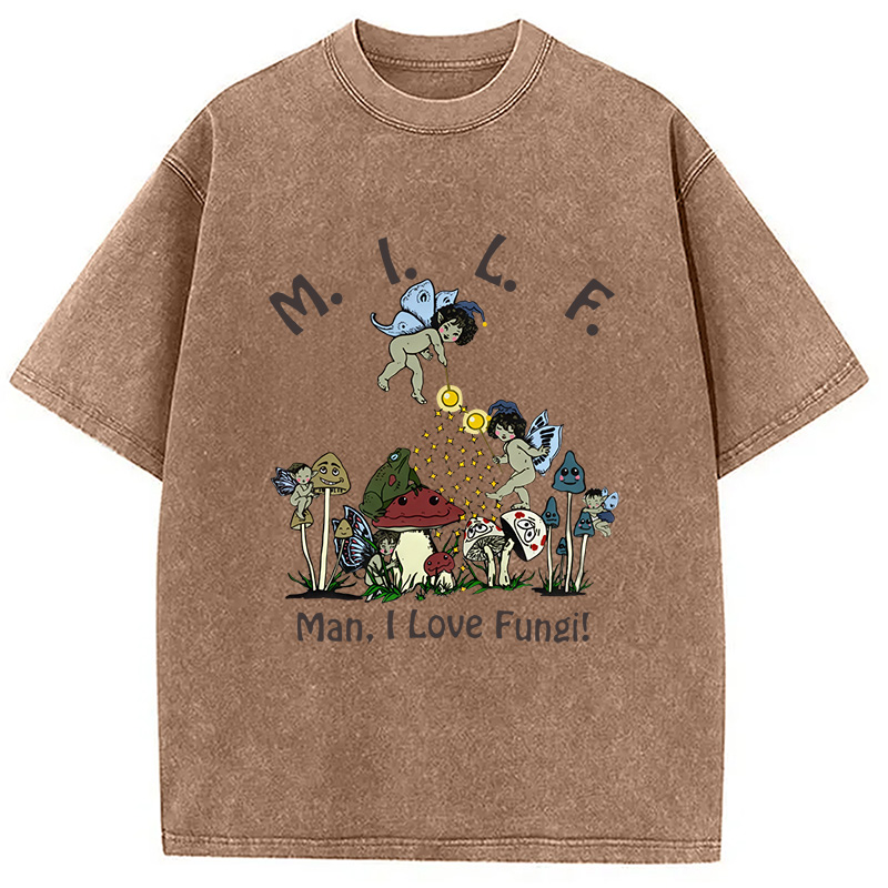 Modecanvas Man I Love Fungi Washed T-Shirt