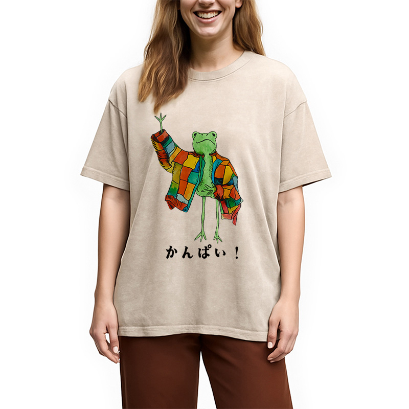 Modecanvas Cheers Frog Washed T-Shirt