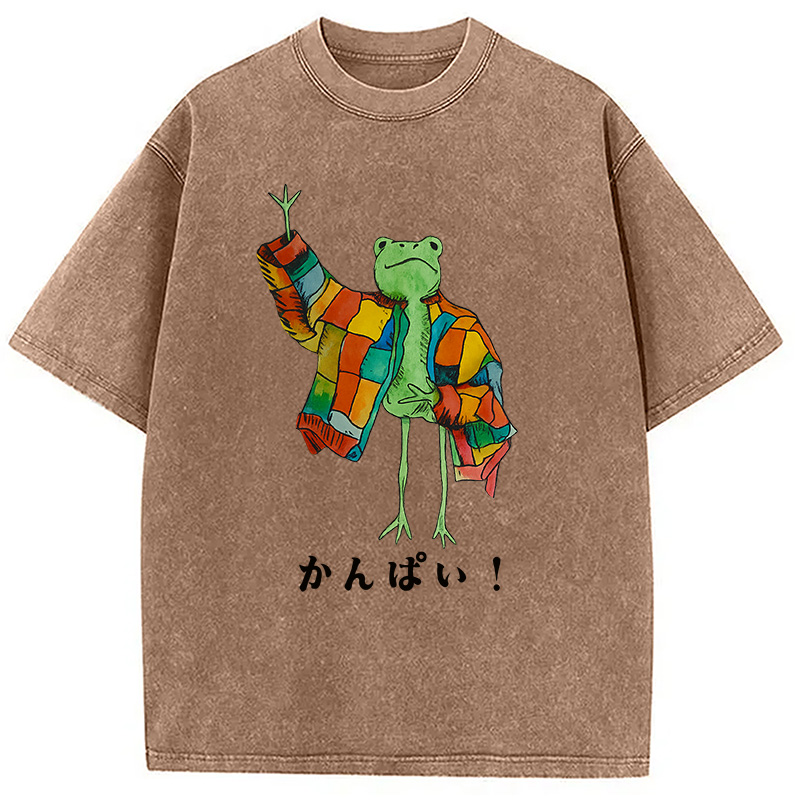Modecanvas Cheers Frog Washed T-Shirt