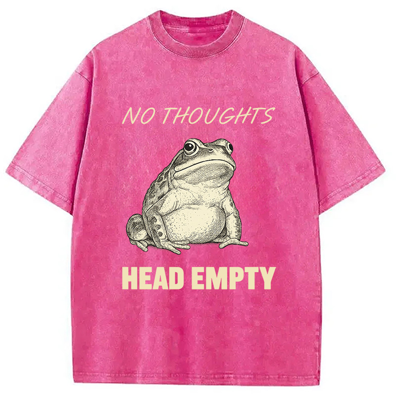 Modecanvas No Thoughts Frog Washed T-Shirt