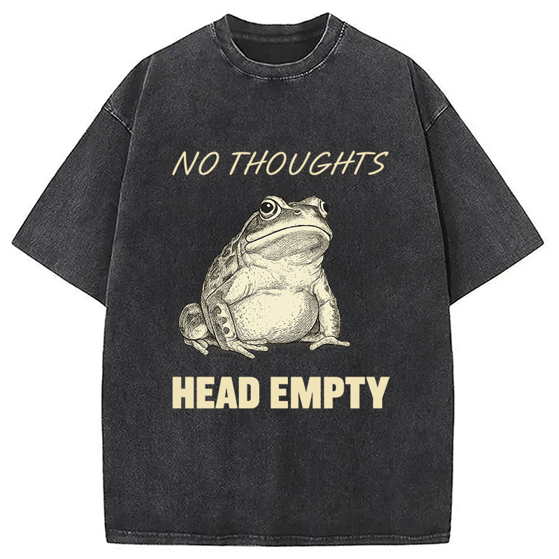 Modecanvas No Thoughts Frog Washed T-Shirt