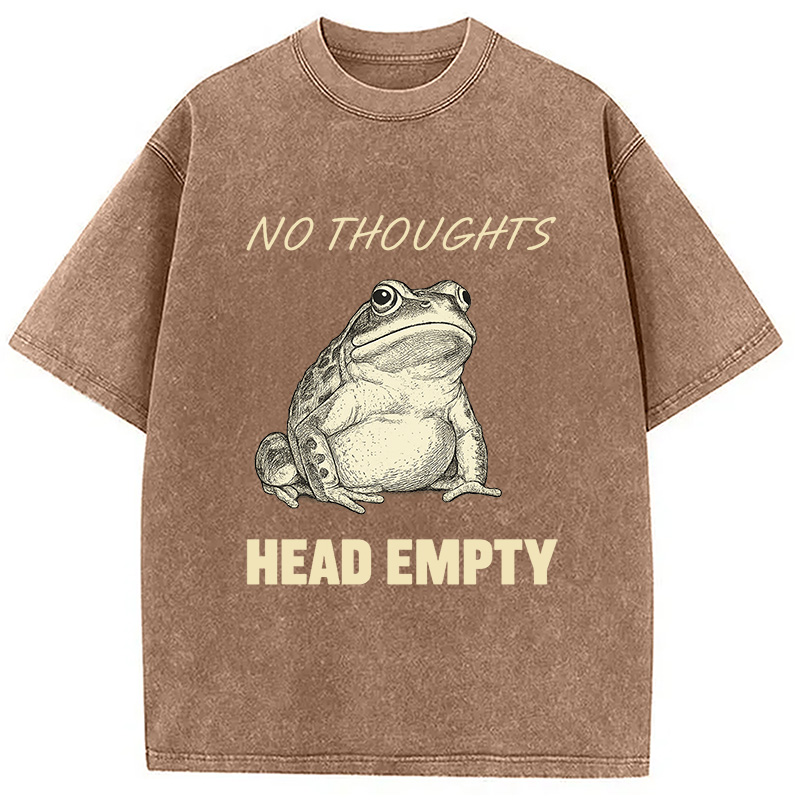 Modecanvas No Thoughts Frog Washed T-Shirt