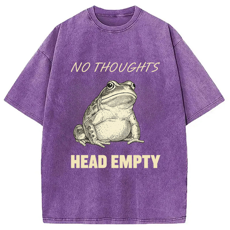 Modecanvas No Thoughts Frog Washed T-Shirt