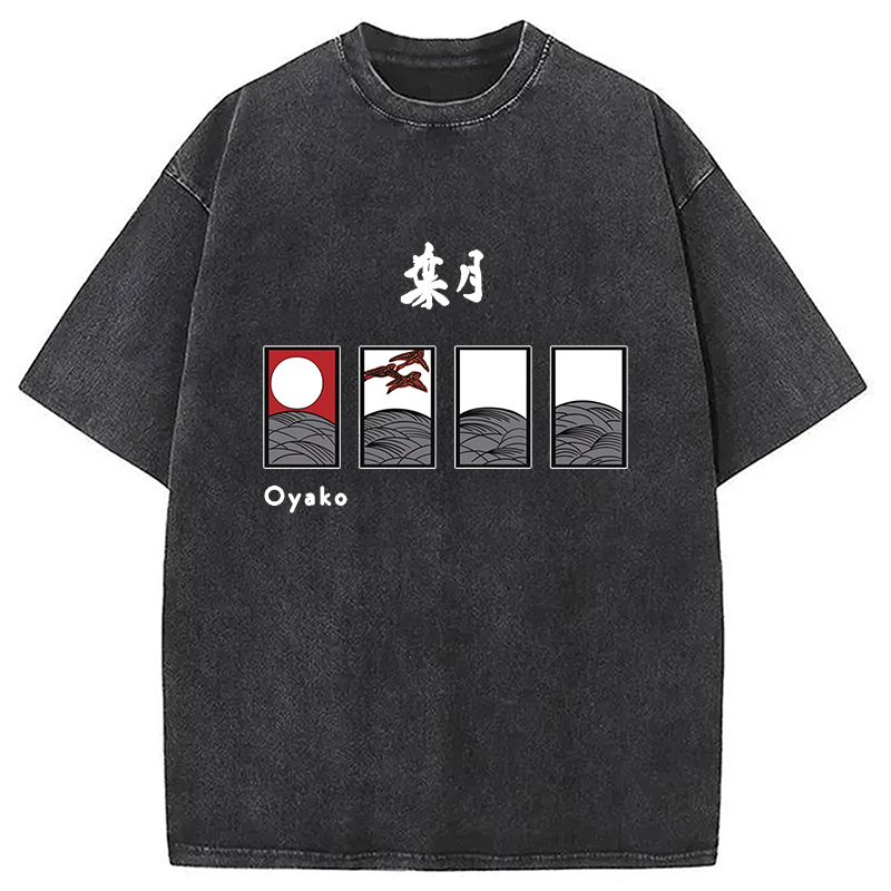 Modecanvas Hanafuda August Suite Japanese Washed T-Shirt