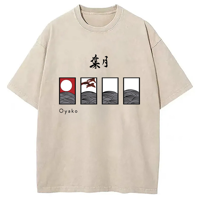 Modecanvas Hanafuda August Suite Japanese Washed T-Shirt