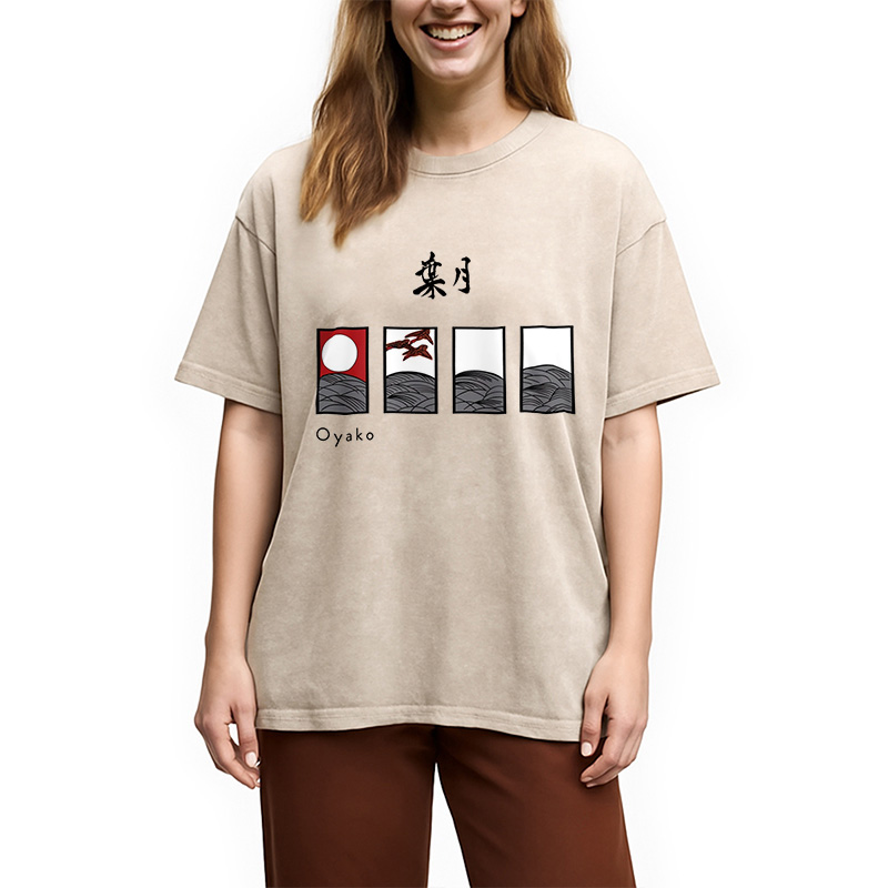 Modecanvas Hanafuda August Suite Japanese Washed T-Shirt