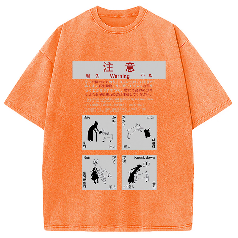 Modecanvas Beware of the Hungry Deer Washed T-Shirt