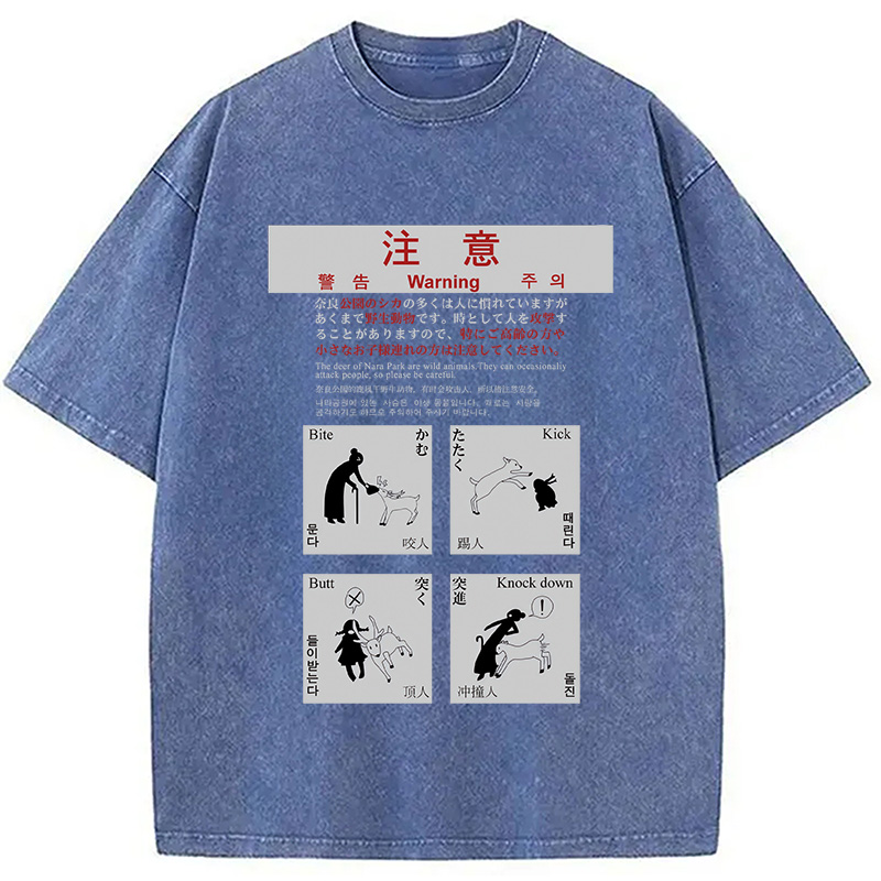 Modecanvas Beware of the Hungry Deer Washed T-Shirt
