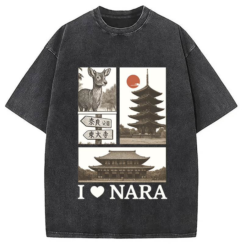 Modecanvas NARA Love Vintage Japanese Washed T-Shirt