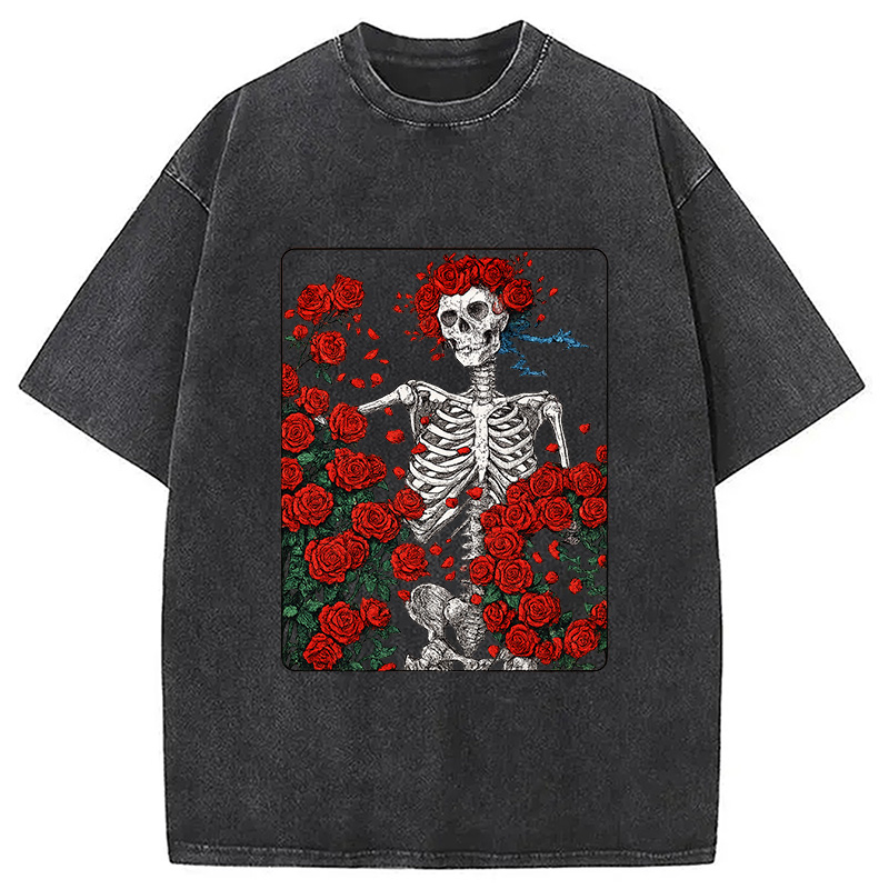 Modecanvas Woodcut Wheel & Roses Washed T-Shirt