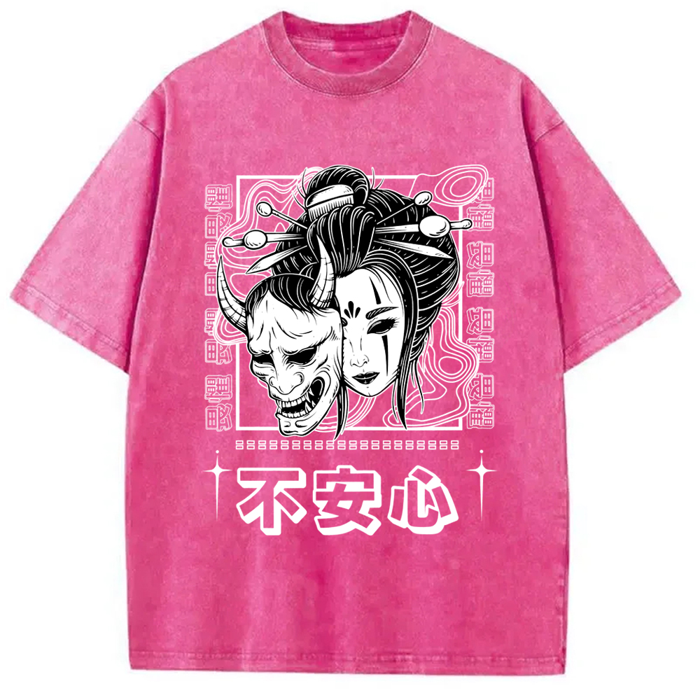 Modecanvas Japanese Skull And Women Washed T-Shirt