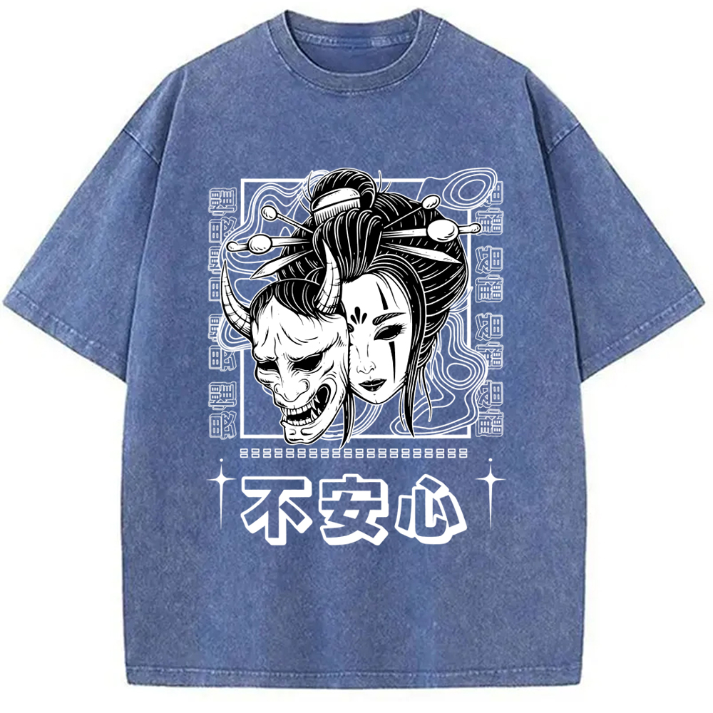 Modecanvas Japanese Skull And Women Washed T-Shirt
