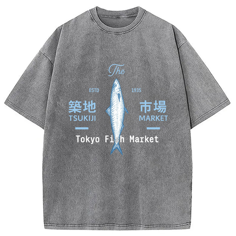 Modecanvas Tsukiji Tokyo Fish Market Vintage Washed T-Shirt