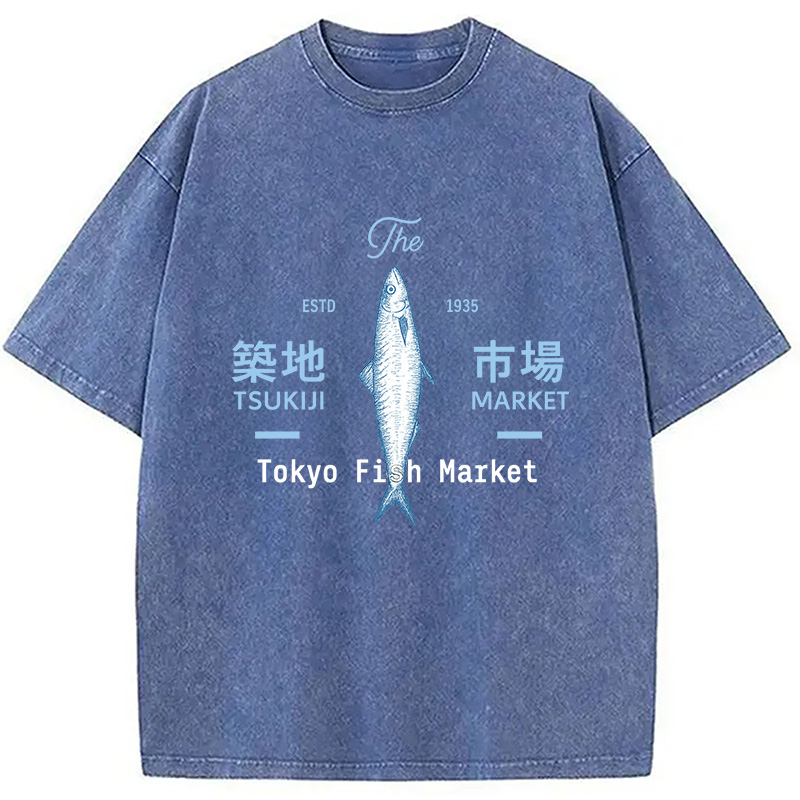 Modecanvas Tsukiji Tokyo Fish Market Vintage Washed T-Shirt