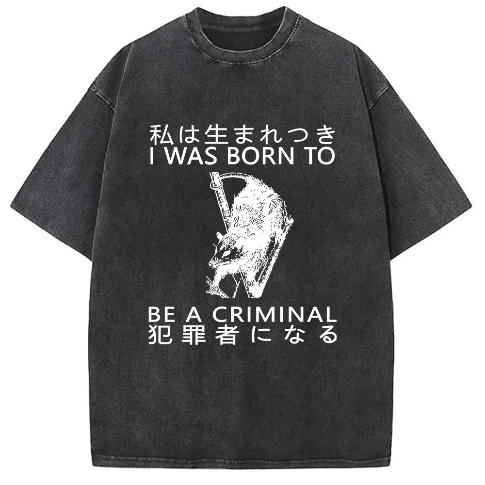Modecanvas I Was Born To Be A Criminal Washed T-Shirt