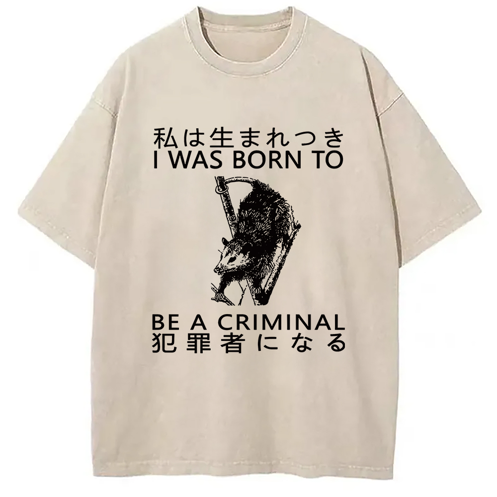 Modecanvas I Was Born To Be A Criminal Washed T-Shirt