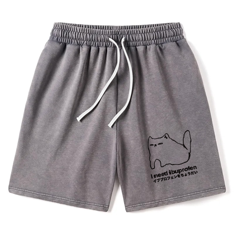 Modecanvas I Need Ibuprofen Cat Washed Short