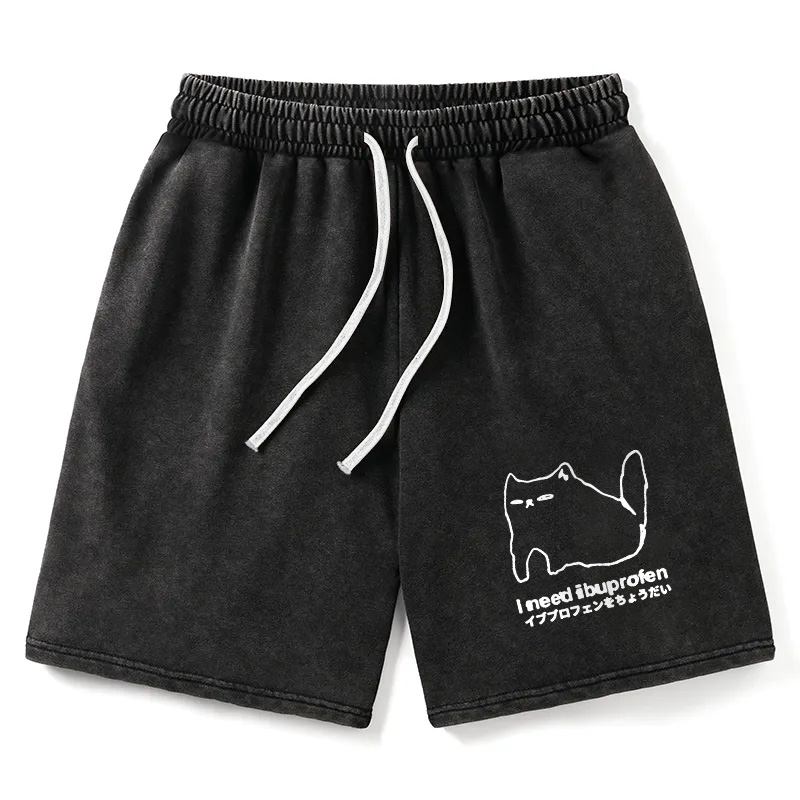 Modecanvas I Need Ibuprofen Cat Washed Short