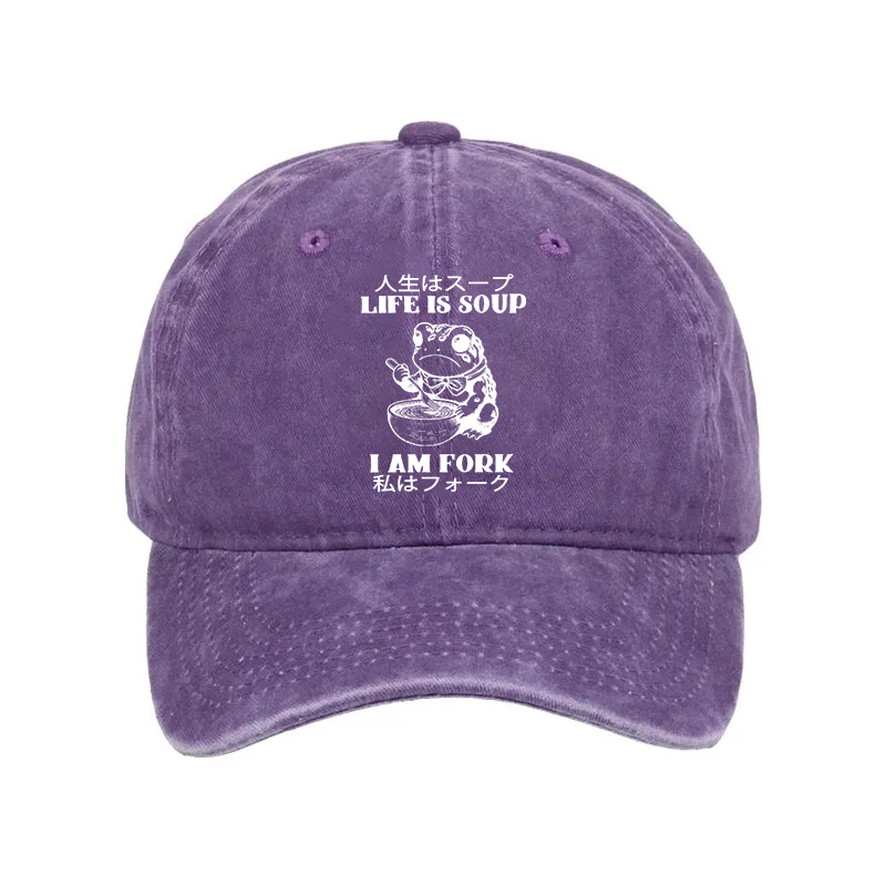Modecanvas Life Is Soup I Am Fork Washed Cap-modecanvas