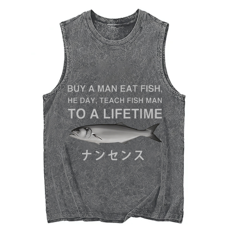 Modecanvas Funny To A Lifetime DTG Printing Washed Tank-modecanvas