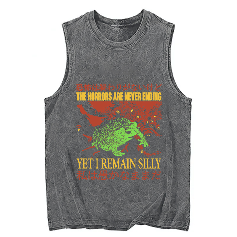 Modecanvas The Horrors are Never Ending DTG Printing Washed Tank-modecanvas