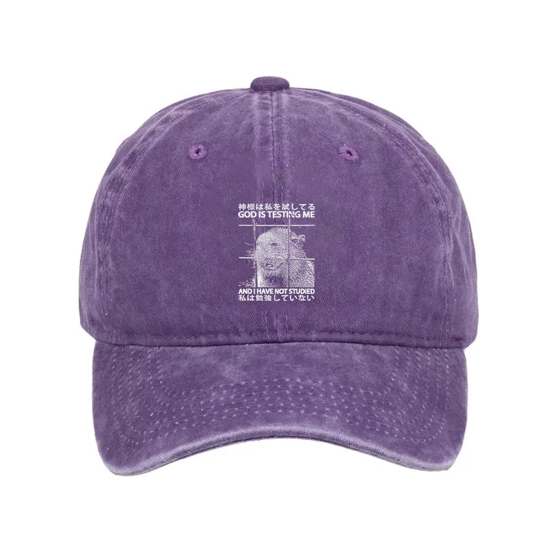 Modecanvas God Is Testing Me Washed Cap-modecanvas