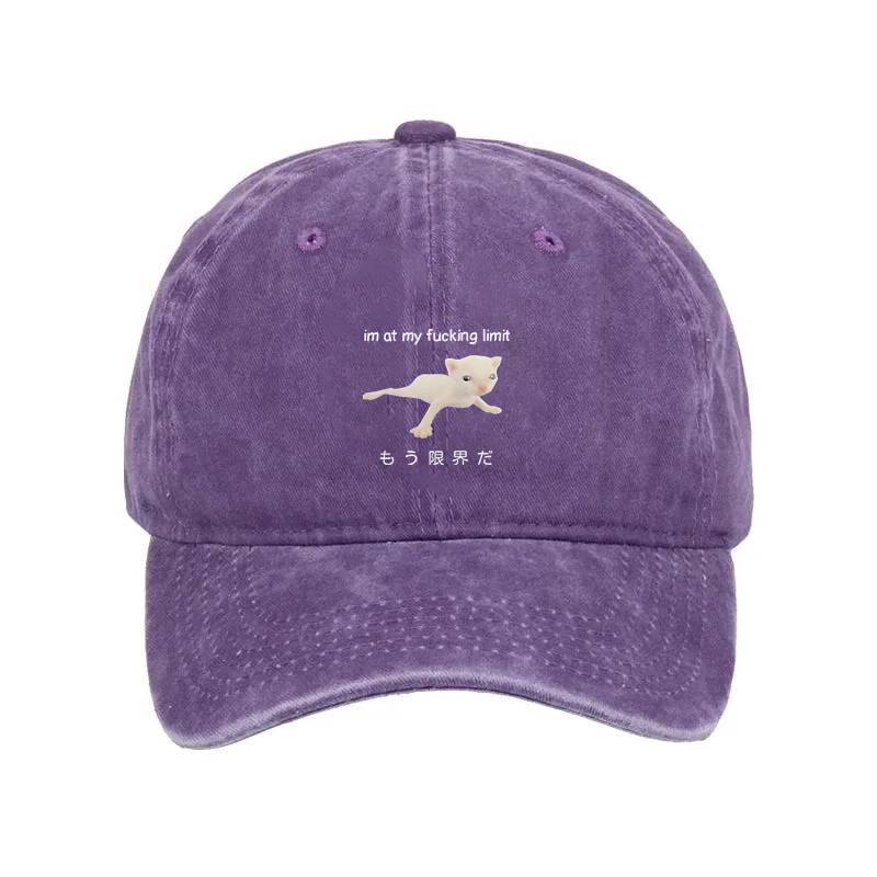 Modecanvas Cat Reaching Its Limit Washed Cap-modecanvas