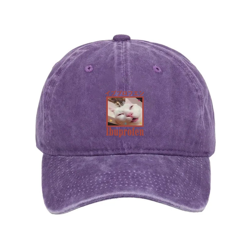 Modecanvas Ibuprofen Meme Cat Washed Cap-modecanvas