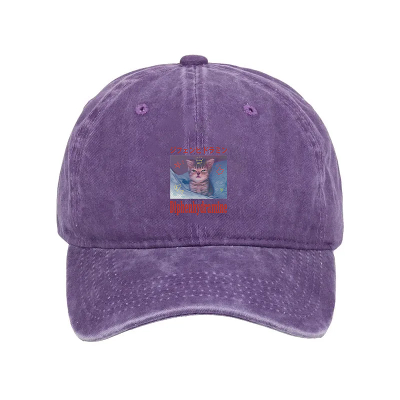 Modecanvas Diphenhydramine Cat Funny Meme Washed Cap-modecanvas