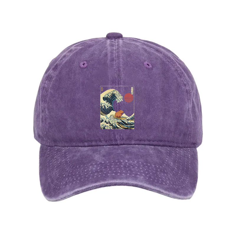 Modecanvas Capybara Surfing Washed Cap-modecanvas