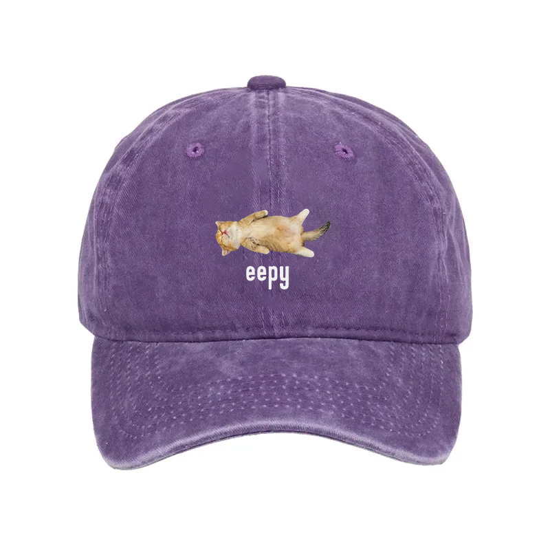 Modecanvas Silly Sleepy Cat Meme Washed Cap-modecanvas
