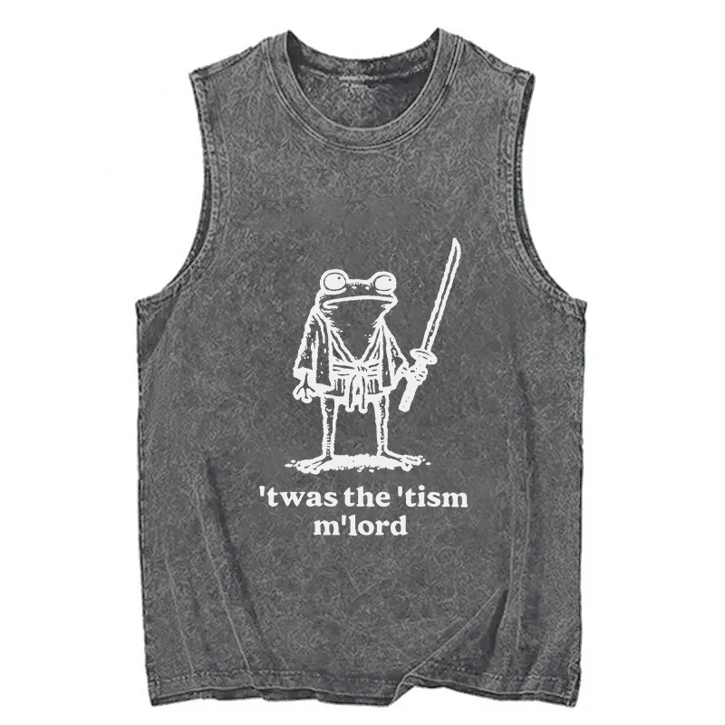 Modecanvas Focused Samurai Frog DTG Printing Washed Tank-modecanvas