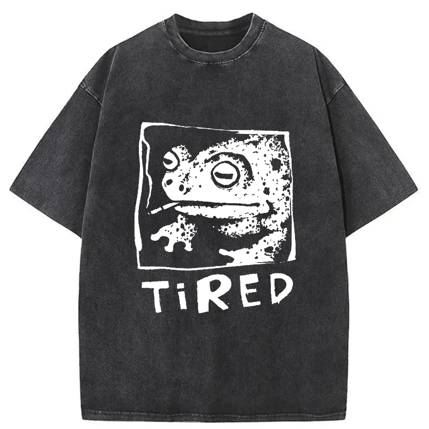 Modecanvas Tired Frog Vintage Washed T-shirt-modecanvas