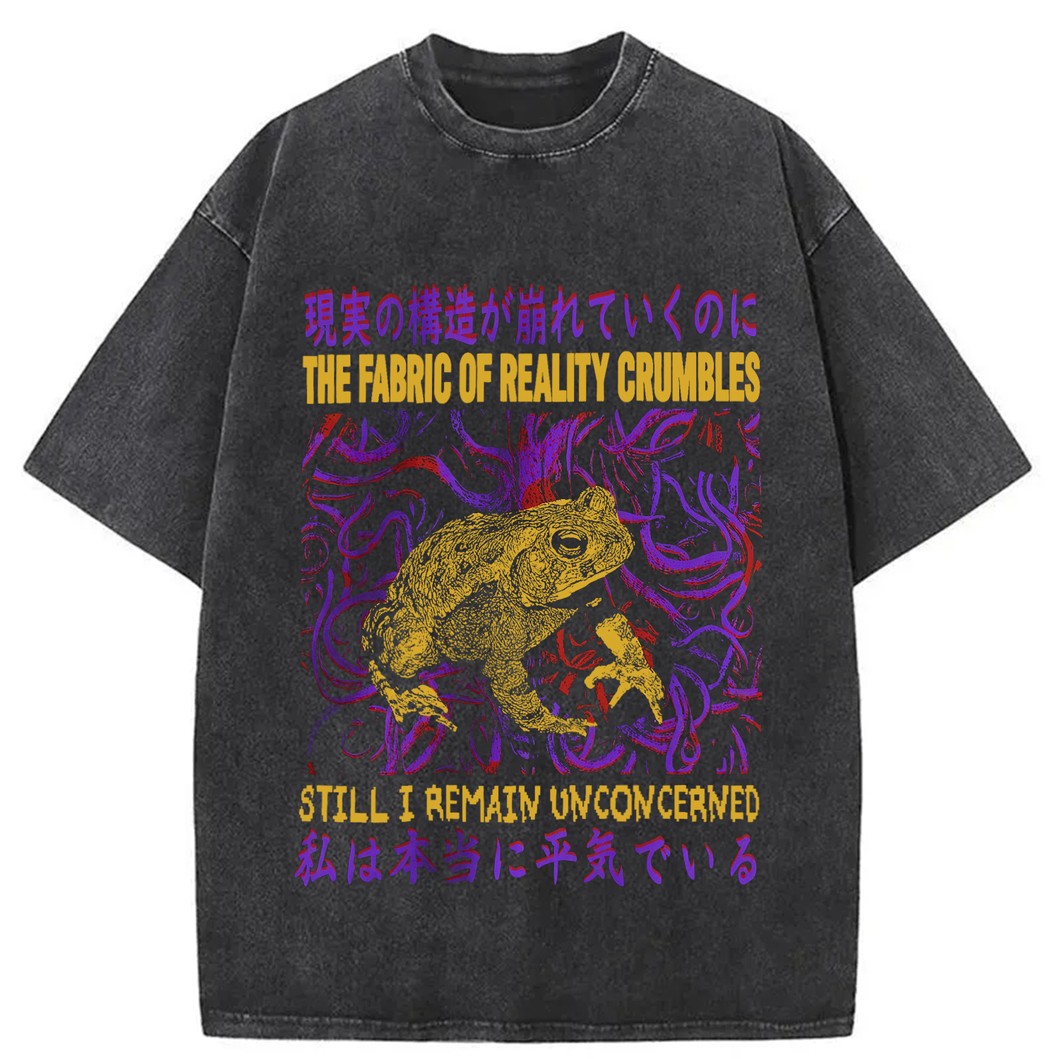 Modecanvas Fabric of Reality Crumbles Still I Remain Unconcerned DTG Printing Washed T-Shirt-modecanvas