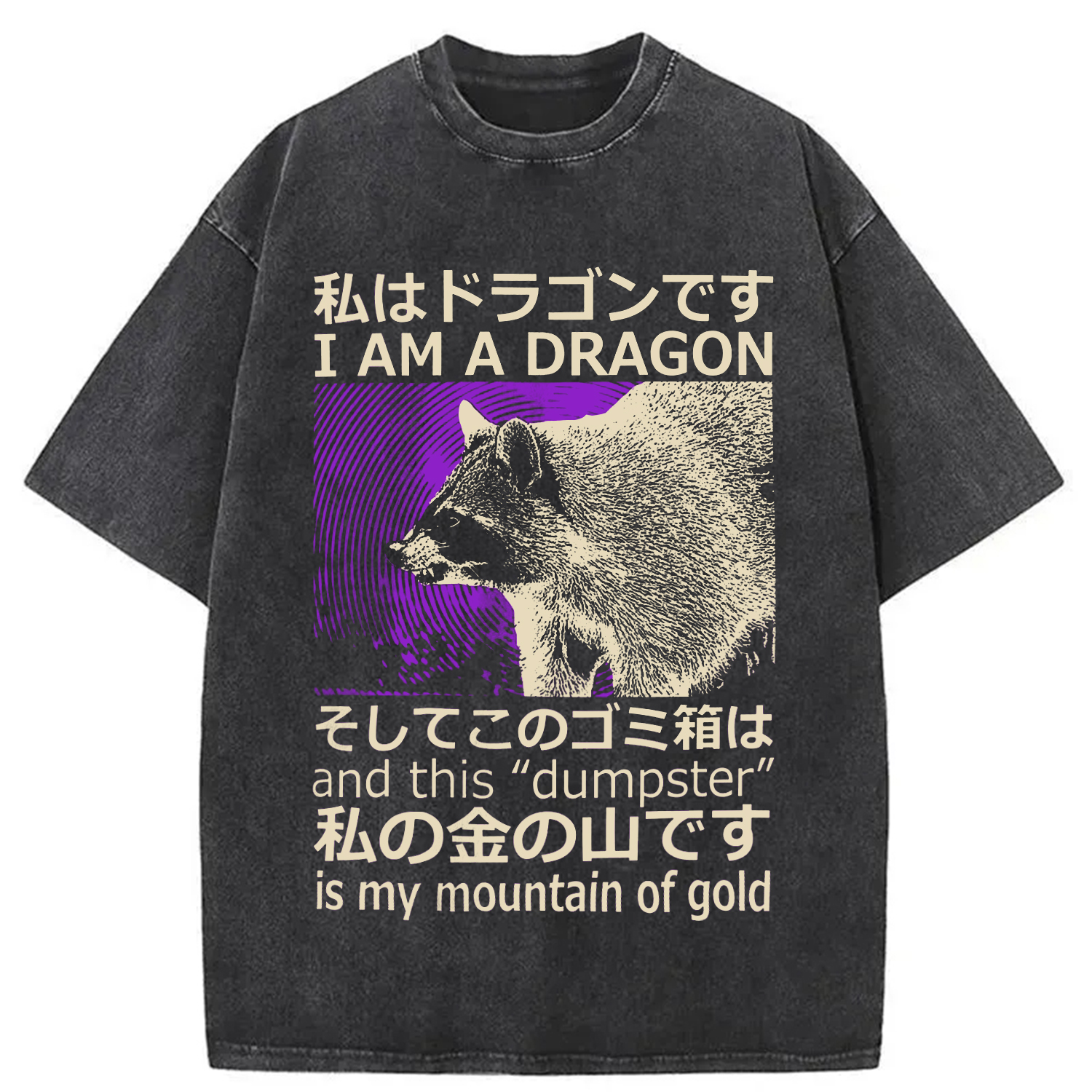 Modecanvas I Am A Dragon and this "Dumpster" is My Mountain of Gold DTG Printing Washed T-Shirt-modecanvas
