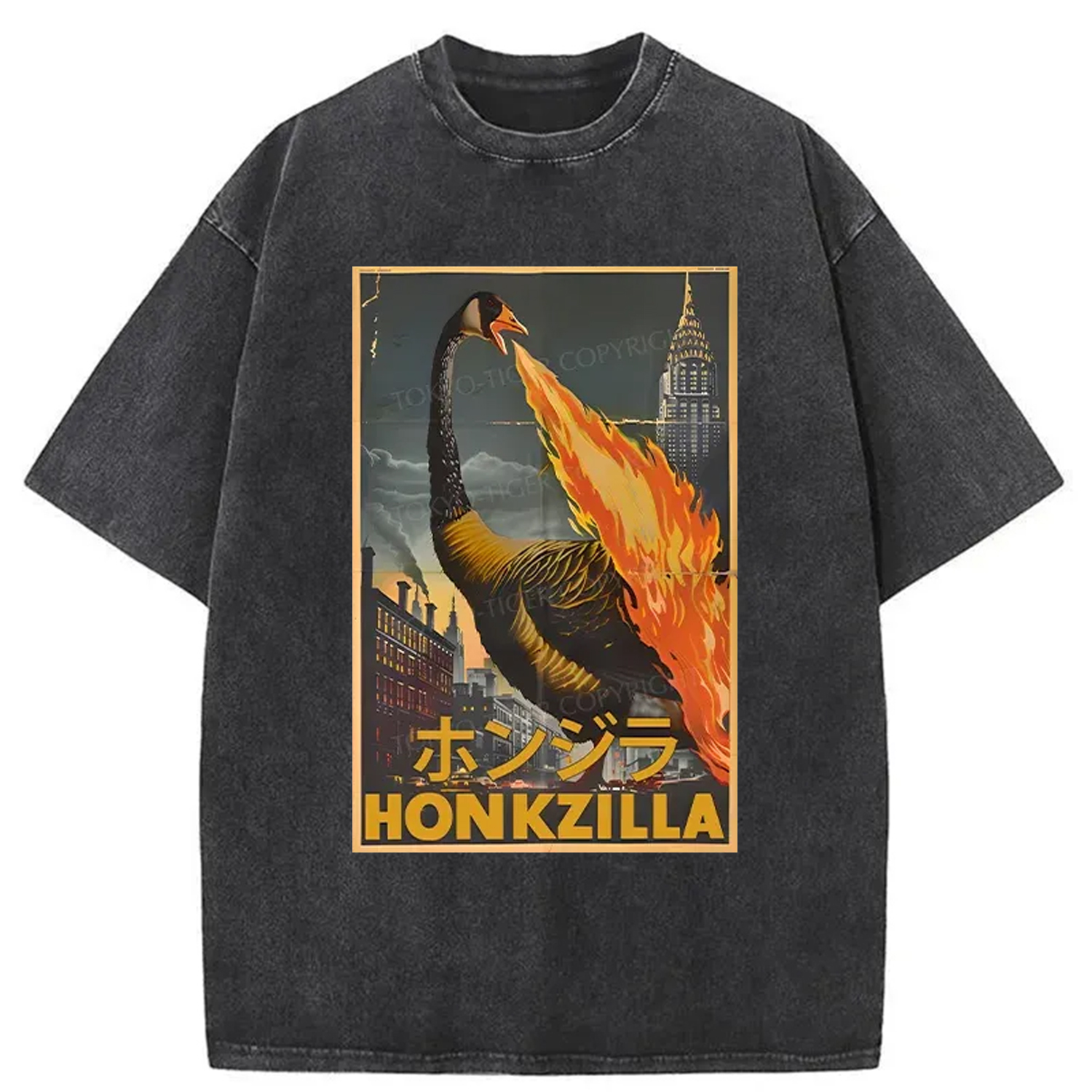 Modecanvas Funny Honkzilla Washed T-Shirt