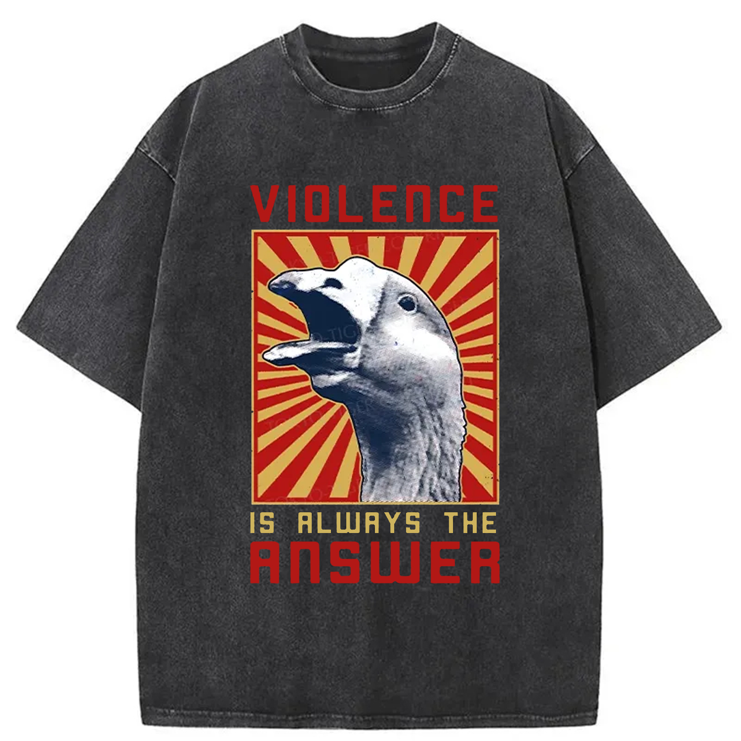 Modecanvas Violence Is Always The Answer Washed T-Shirt