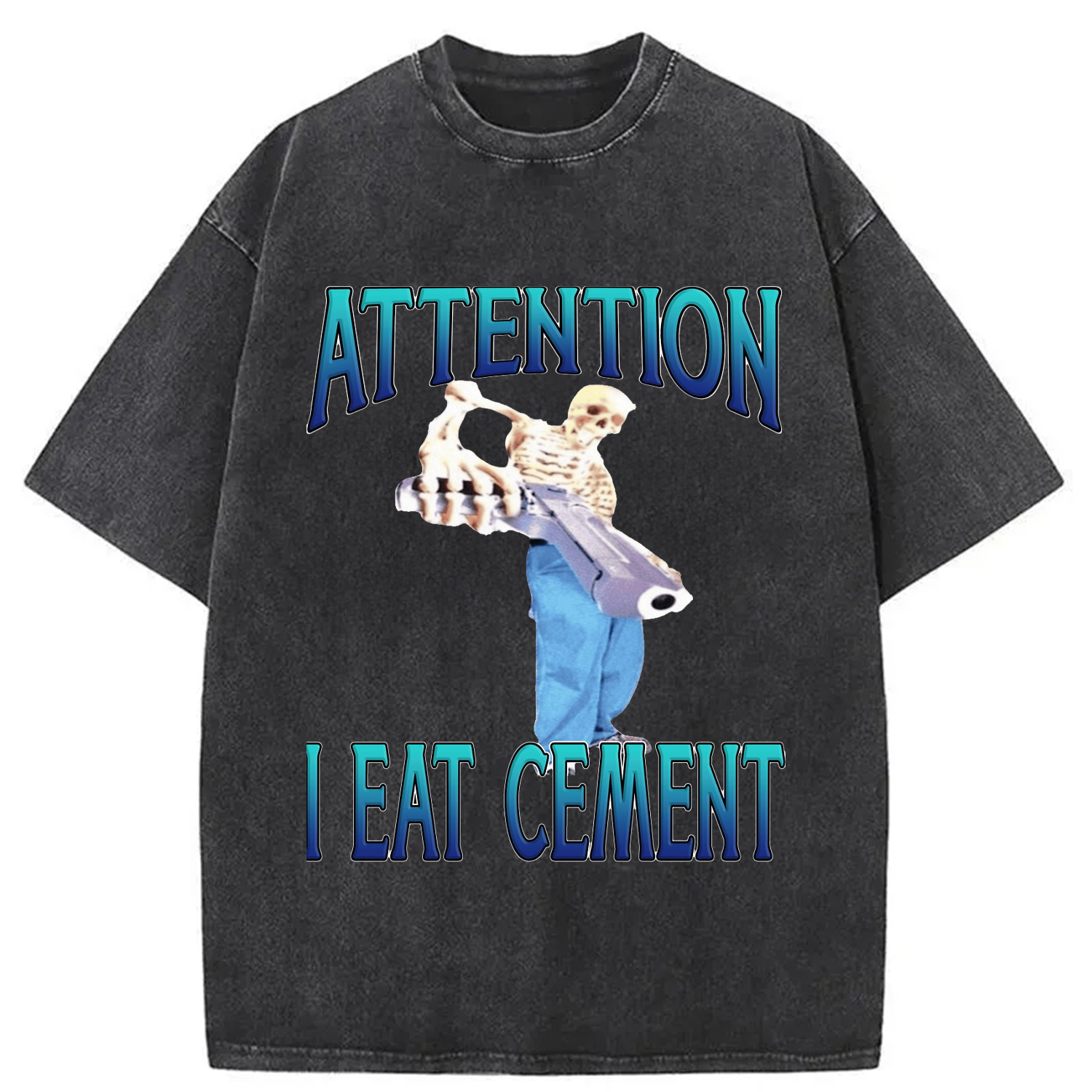 Modecanvas Attention I Eat Cement Washed T-Shirt