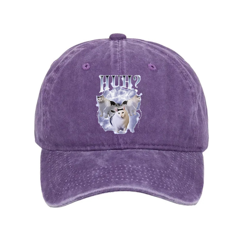 Modecanvas Huh Cat Chonky Ben Meme Washed Cap-modecanvas