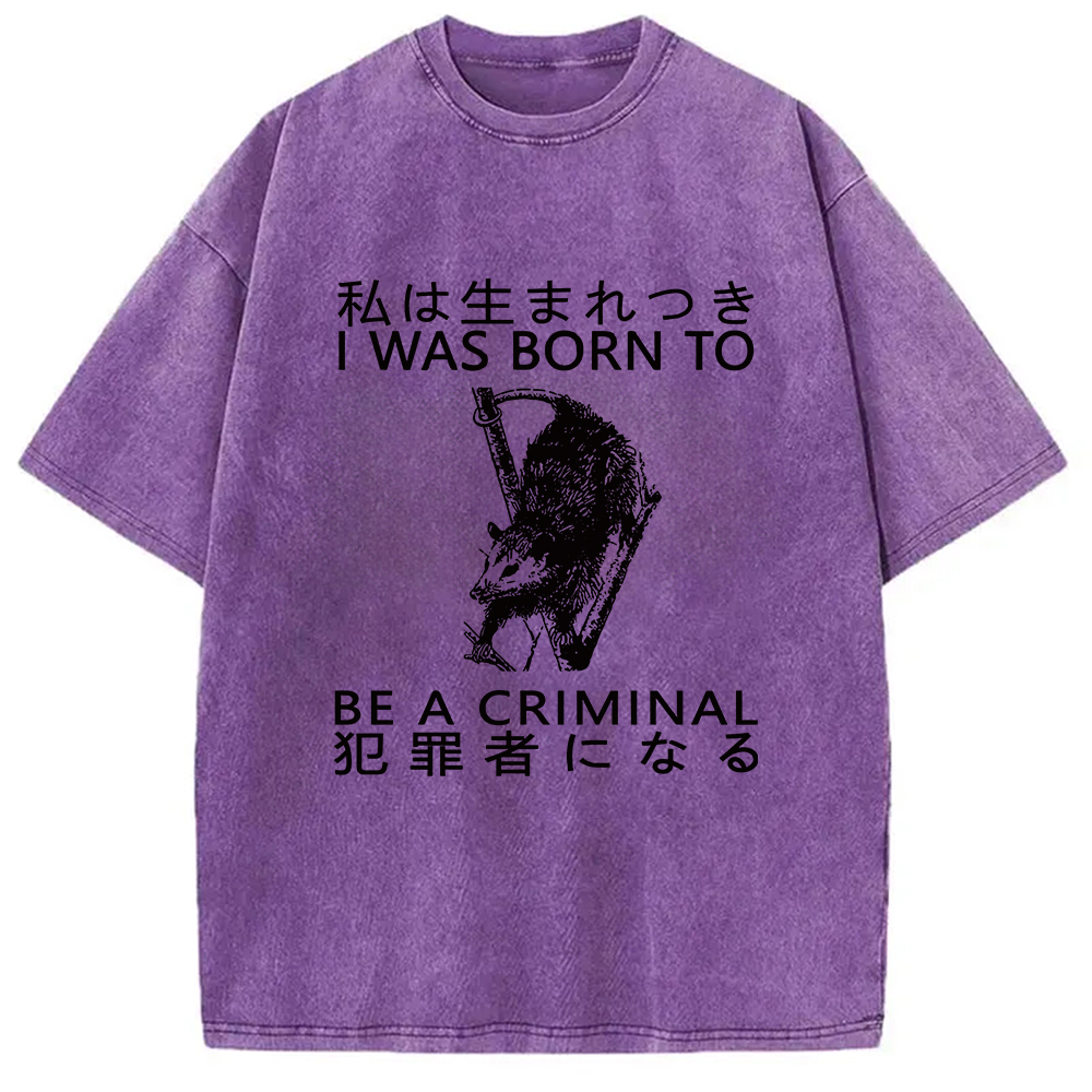 Modecanvas I Was Born To Be A Criminal Washed T-Shirt