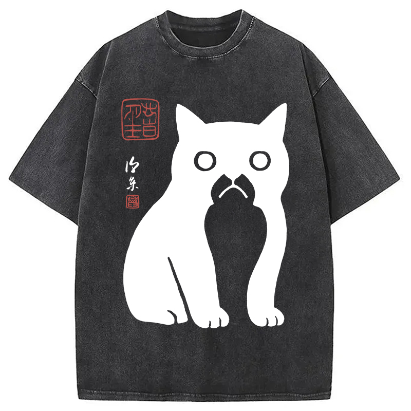 Modecanvas Funny Zen Cat Meme Washed T-Shirt