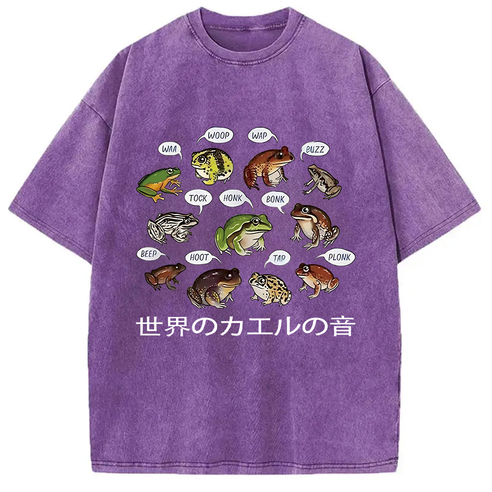 Modecanvas Frog Sounds From Around The World Washed T-Shirt