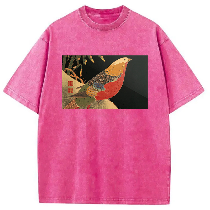 Modecanvas Golden Pheasant in the Snow Washed T-Shirt