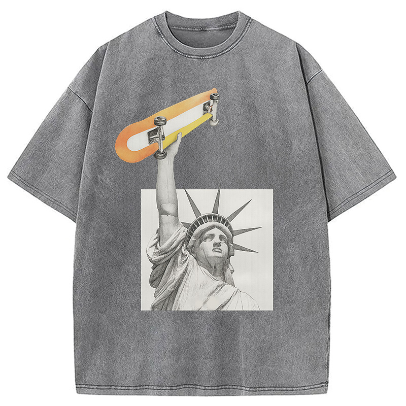 Modecanvas Living In The City DTG Printing Washed T-Shirt-modecanvas