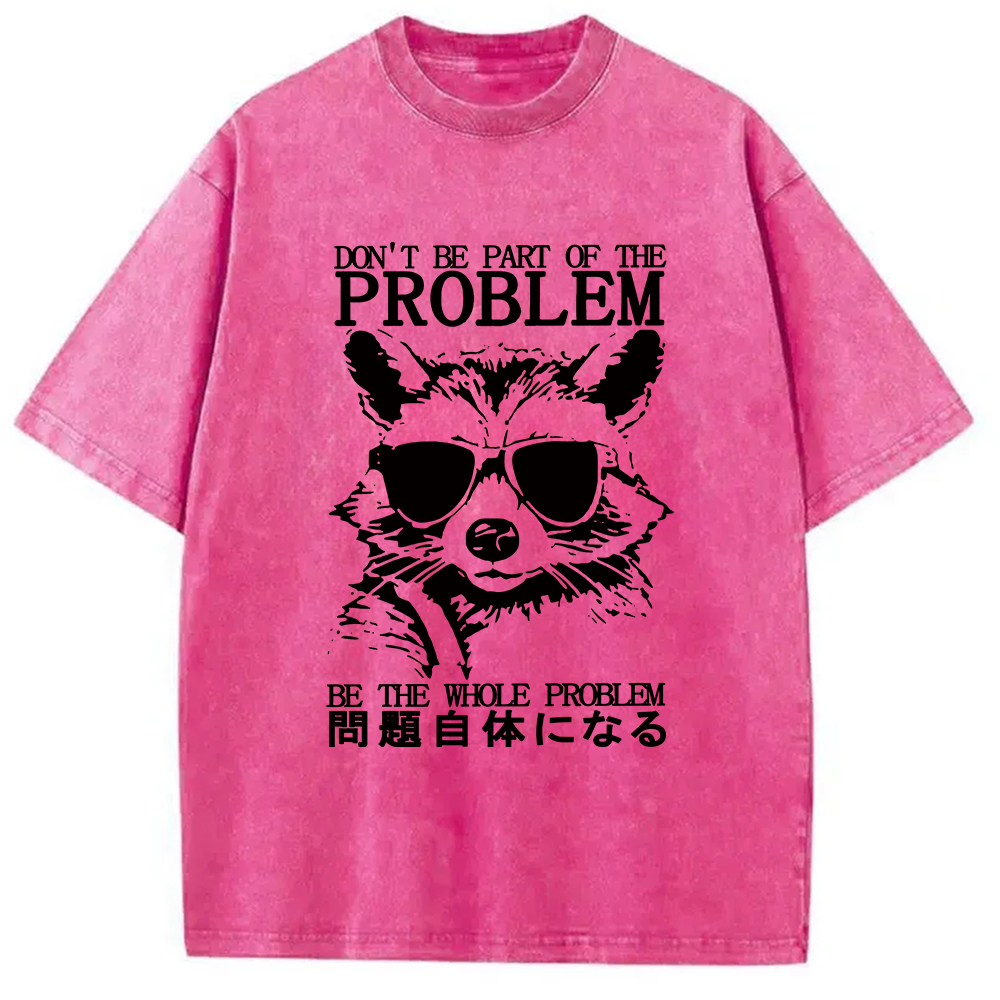 Modecanvas Be The Whole Problem Raccoon Washed T-Shirt-modecanvas