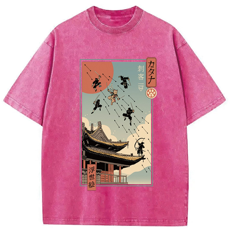 Modecanvas Catana Fight in Edo Washed T-Shirt