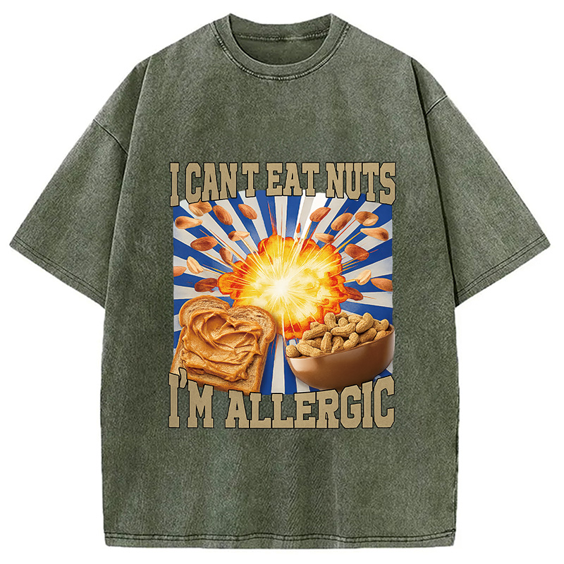 Modecanvas Allergy Nut Intolerance Washed T-Shirt
