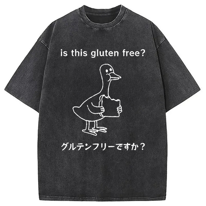 Modecanvas Avoid Gluten Product Washed T-Shirt-modecanvas