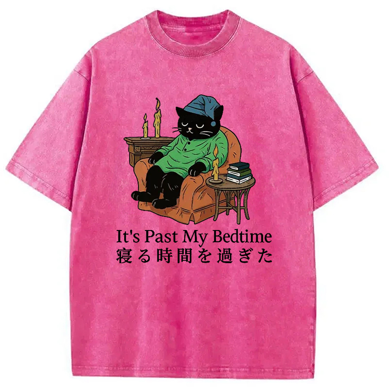 Modecanvas Cat That Goes To Bed Early Washed T-Shirt