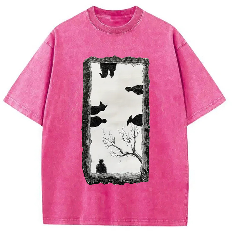 Modecanvas Cats Watching You Washed T-Shirt